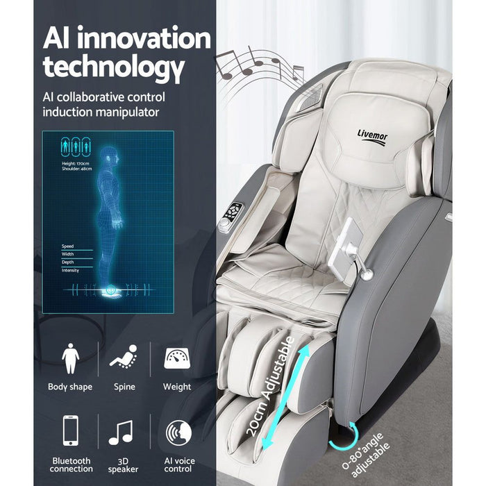 Livemor 4D Massage Chair Electric Recliner Home Massager Gary -Home Living Store - -  