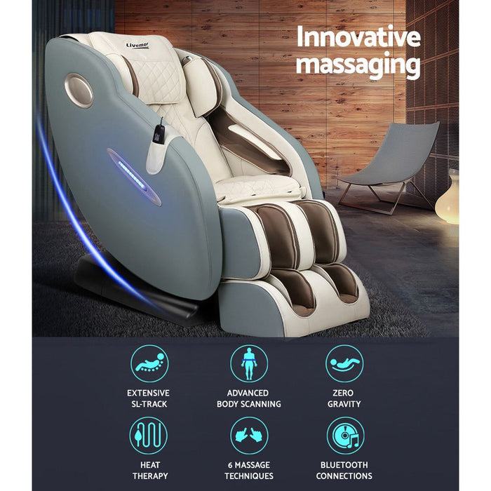 Livemor Massage Chair Electric Recliner Massager Grey Ozeni -Home Living Store - -  
