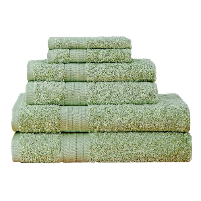 Luxury 6 Piece Soft and Absorbent Cotton Bath Towel Set - Sage Green -Home Living Store - -  