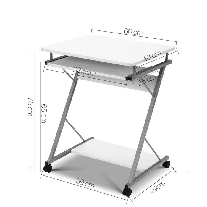 Metal Pull Out Table Desk - White