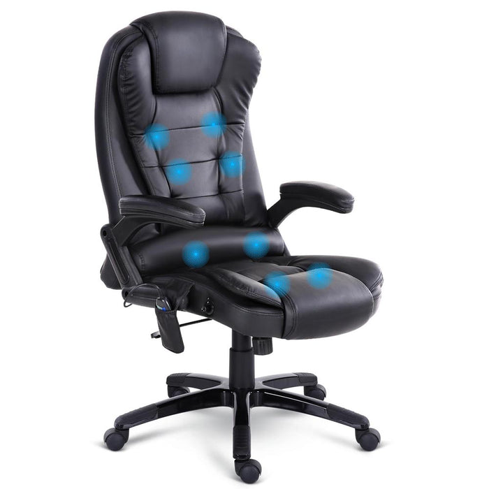 Artiss Massage Office Chair 8 Point PU Leather Office Chair - Black