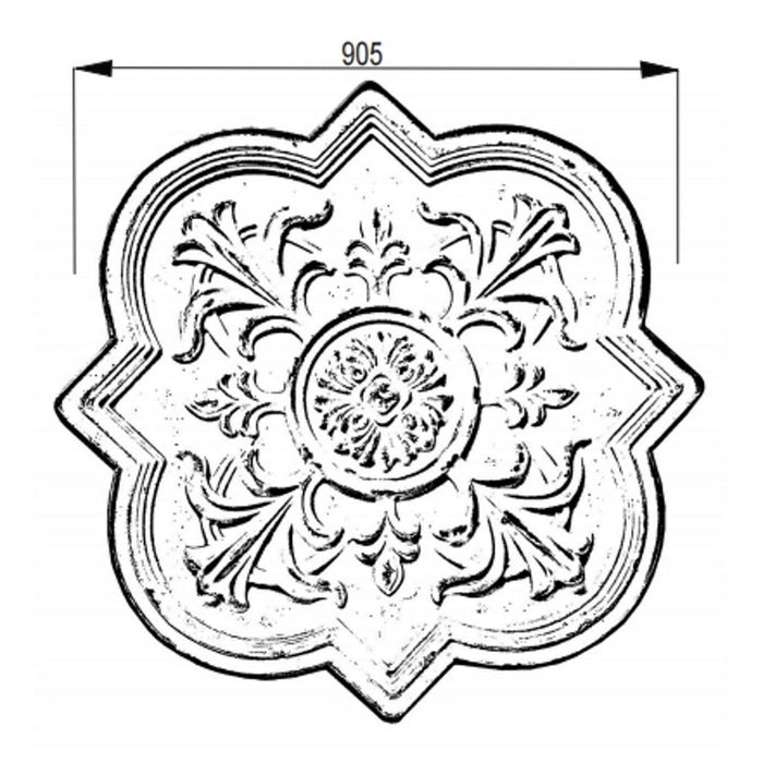 Medallion Provincial Wall Art Metal in Distressed White by Urban Style -Home Living Store - -  