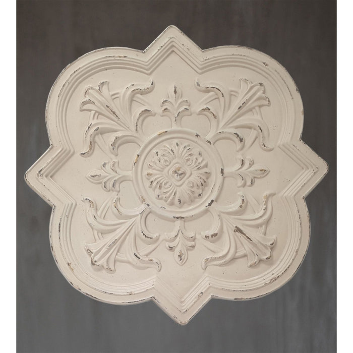 Medallion Provincial Wall Art Metal in Distressed White by Urban Style -Home Living Store - -  