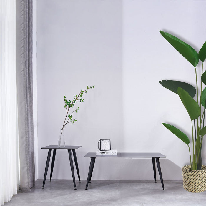 Mendy Black Sintered Stone Coffee Table with Metal Legs by Criterion™ -Home Living Store - -  