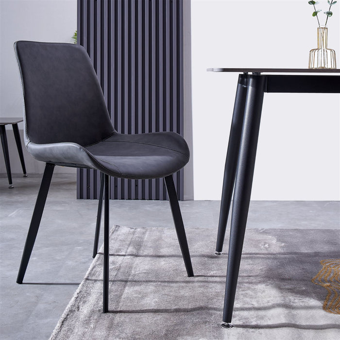 Mendy Dining Chair Grey PU Seat and Carbon Steel Frame (Set of Four) by Criterion™ -Home Living Store - -  