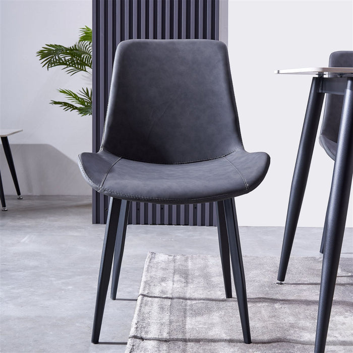 Mendy Dining Chair Grey PU Seat and Carbon Steel Frame (Set of Four) by Criterion™ -Home Living Store - -  
