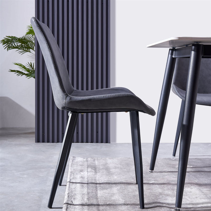 Mendy Dining Chair Grey PU Seat and Carbon Steel Frame (Set of Four) by Criterion™ -Home Living Store - -  