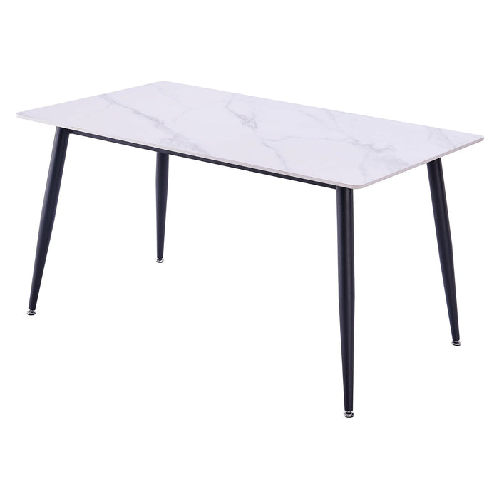Mendy White Sintered Stone Dining Table with Metal Legs by Criterion™ -Home Living Store - -  
