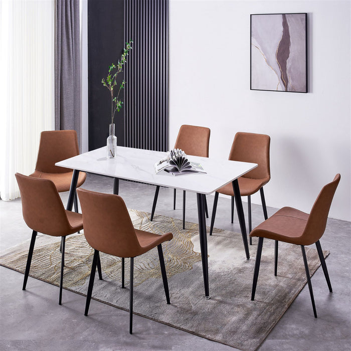 Mendy White Sintered Stone Dining Table with Metal Legs by Criterion™ -Home Living Store - -  