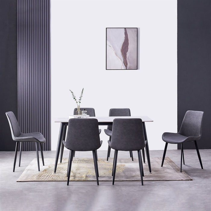 Mendy White Sintered Stone Dining Table with Metal Legs by Criterion™ -Home Living Store - -  