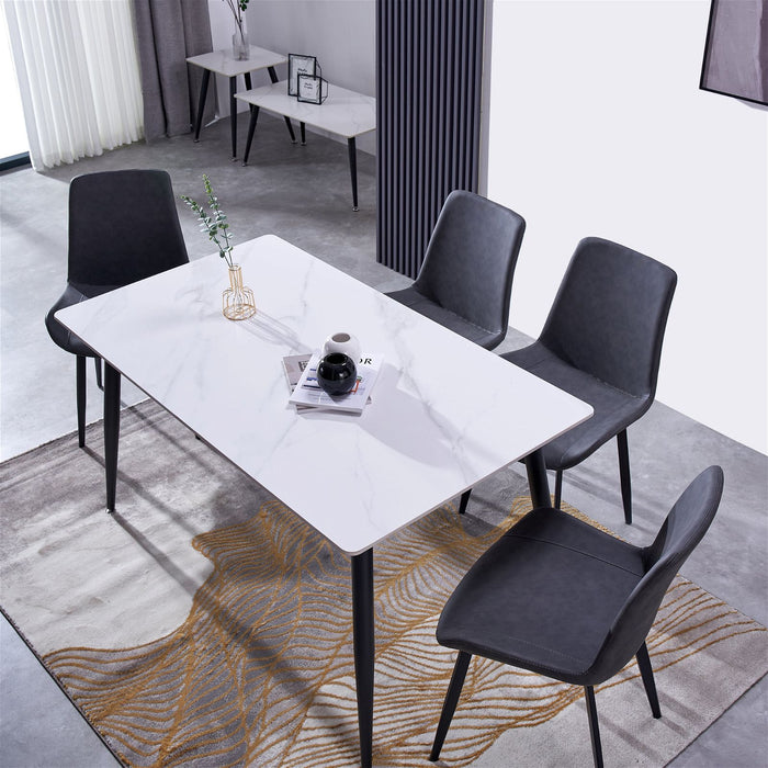 Mendy White Sintered Stone Dining Table with Metal Legs by Criterion™ -Home Living Store - -  