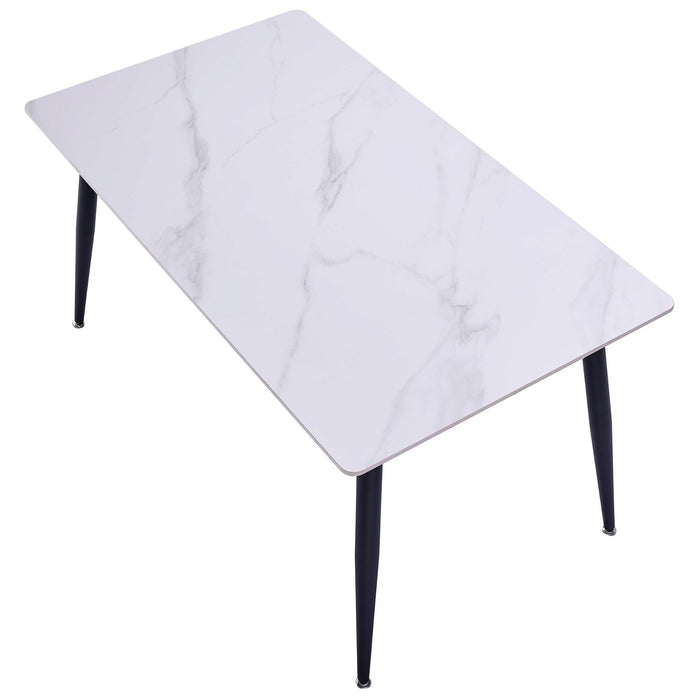 Mendy White Sintered Stone Dining Table with Metal Legs by Criterion™ -Home Living Store - -  