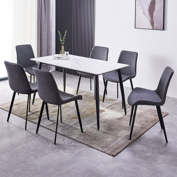 Mendy White Sintered Stone Dining Table with Metal Legs by Criterion™ -Home Living Store - -  