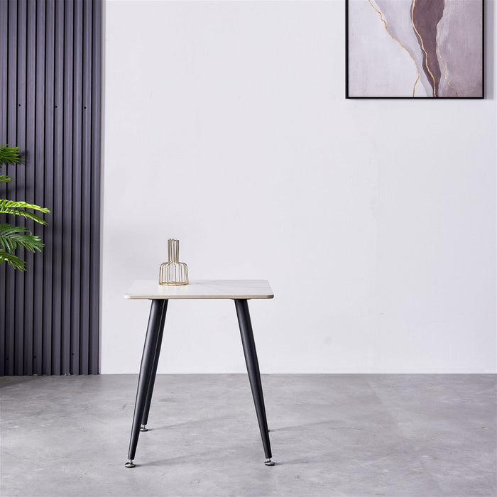 Mendy White Sintered Stone End Table with Metal Legs by Criterion™ -Home Living Store - -  