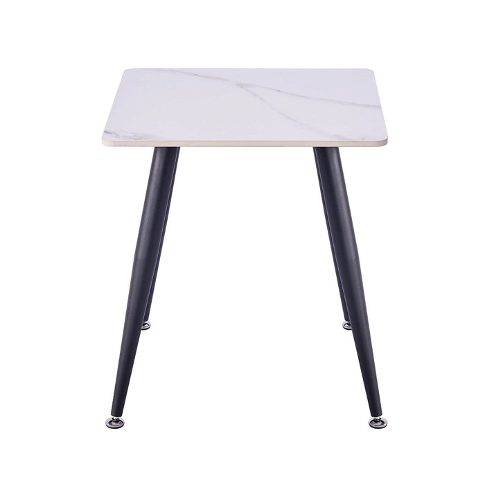 Mendy White Sintered Stone End Table with Metal Legs by Criterion™ -Home Living Store - -  
