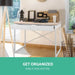 Metal Desk with Drawer - White with Wooden Top -Home Living Store - -  