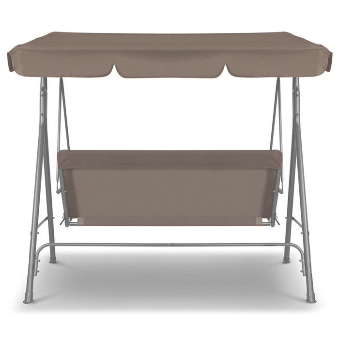 Milano Outdoor Swing Bench Seat Chair Canopy Furniture 3 Seater Garden Hammock - Coffee -Home Living Store - -  