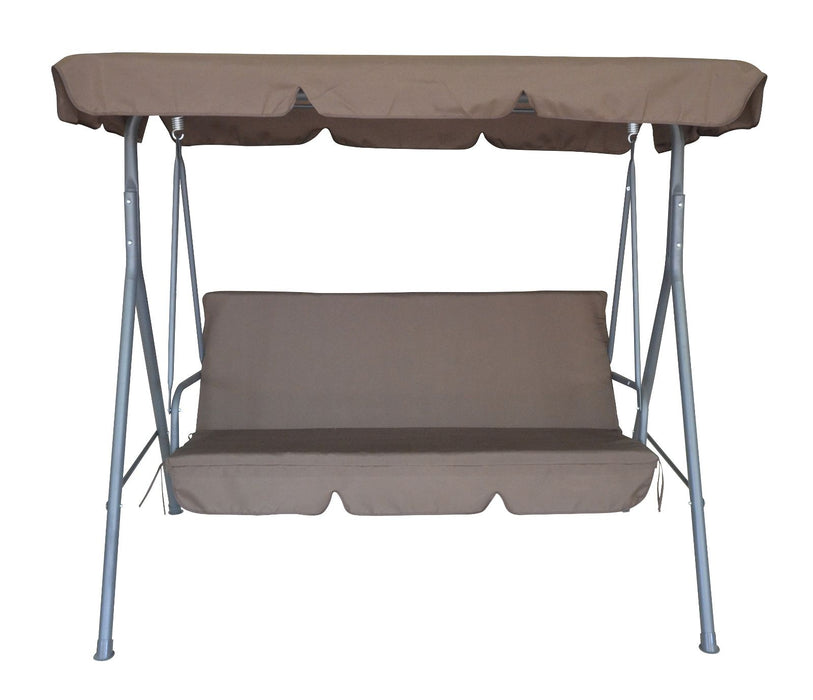 Milano Outdoor Swing Bench Seat Chair Canopy Furniture 3 Seater Garden Hammock - Coffee -Home Living Store - -  