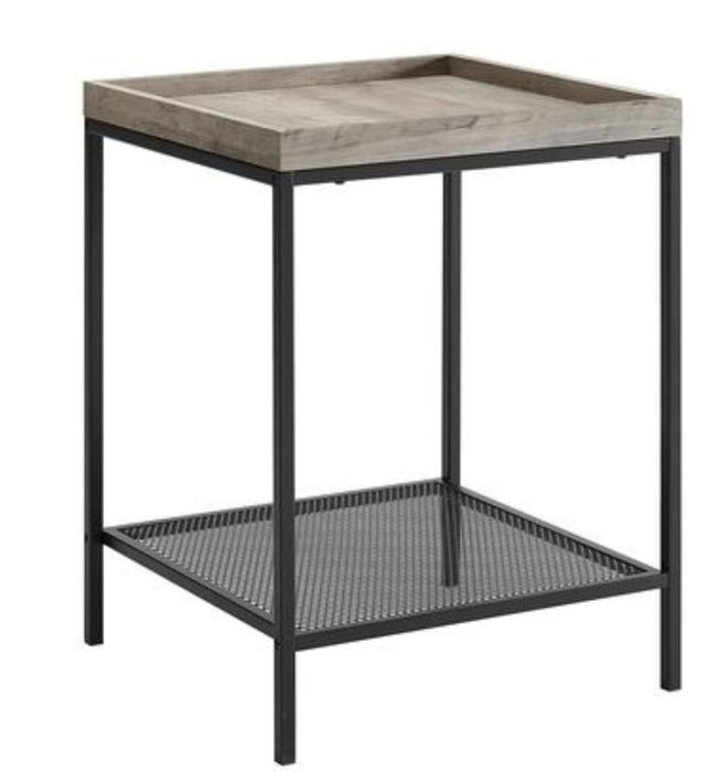 Modern Side Table in Grey Wash with 2 Tiers and Black Frame by Urban Style -Home Living Store - -  
