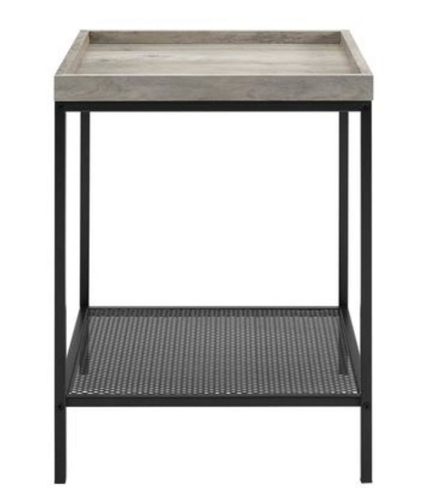 Modern Side Table in Grey Wash with 2 Tiers and Black Frame by Urban Style -Home Living Store - -  