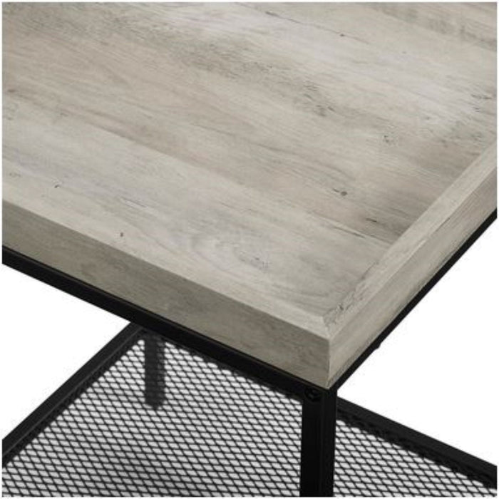 Modern Side Table in Grey Wash with 2 Tiers and Black Frame by Urban Style -Home Living Store - -  