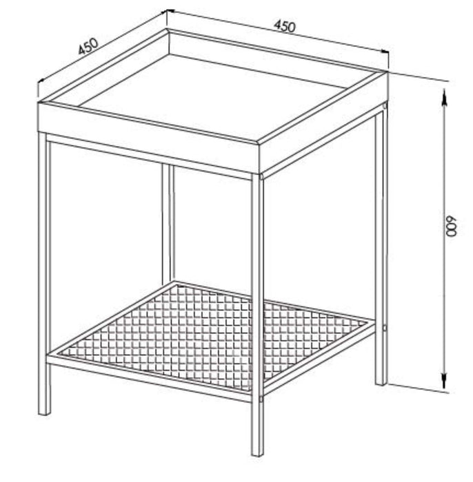 Modern Side Table in Grey Wash with 2 Tiers and Black Frame by Urban Style -Home Living Store - -  