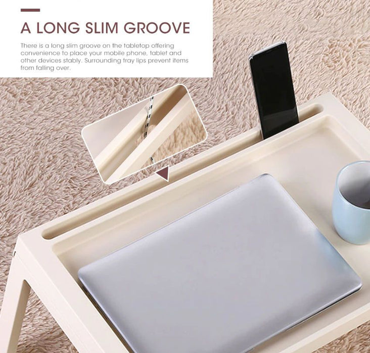 Multifunction Laptop Bed Desk with foldable legs for Home Office (White) -Home Living Store - -  