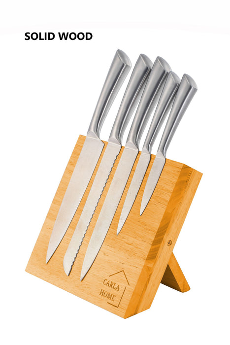 Natural Bamboo Magnetic Knife Block Holder with Strong Magnets for Home Kitchen Storage & Organisation -Home Living Store - -  
