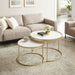 Nested Coffee Table White Marble Finish with Champagne Metal Frame by Criterion - Home Living Store - Coffee Table