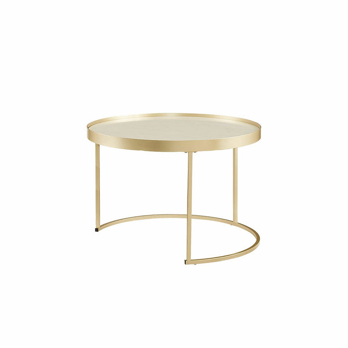 Nested Coffee Table White Marble Finish with Champagne Metal Frame by Criterion - Home Living Store - Coffee Table