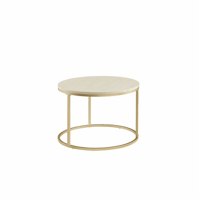 Nested Coffee Table White Marble Finish with Champagne Metal Frame by Criterion - Home Living Store - Coffee Table