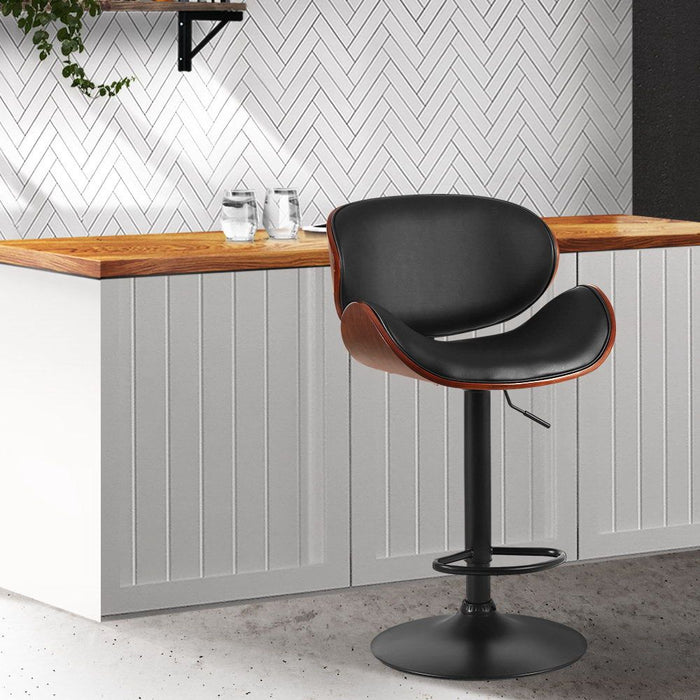One Bar Stools Kitchen Leather Barstools Swivel Gas Lift Vintage Chairs Black -Home Living Store - -  