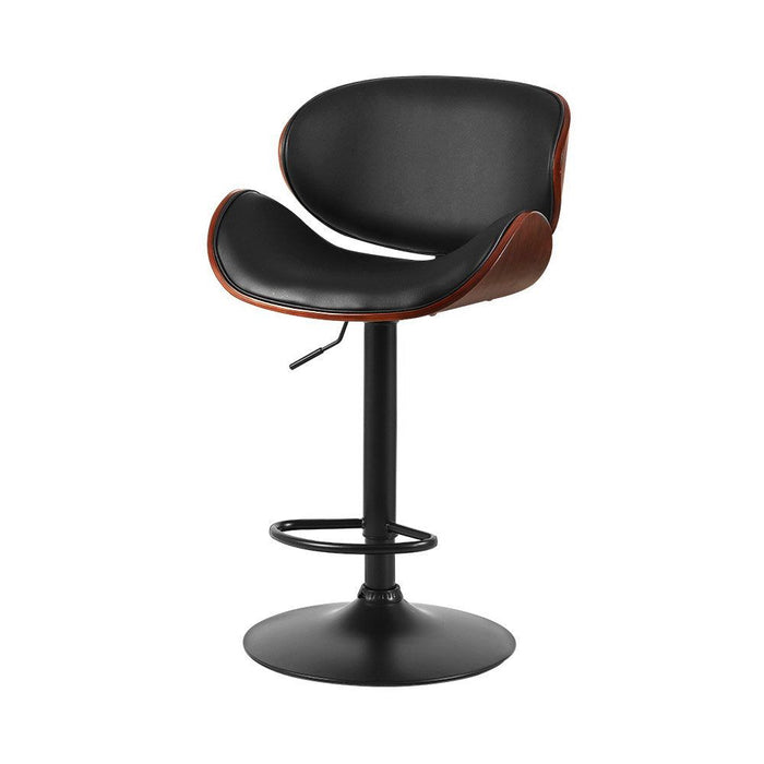 One Bar Stools Kitchen Leather Barstools Swivel Gas Lift Vintage Chairs Black -Home Living Store - -  