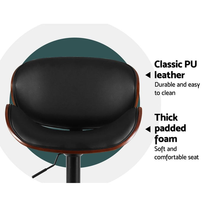 One Bar Stools Kitchen Leather Barstools Swivel Gas Lift Vintage Chairs Black -Home Living Store - -  