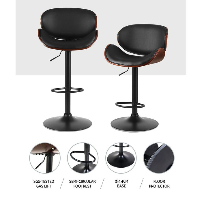 One Bar Stools Kitchen Leather Barstools Swivel Gas Lift Vintage Chairs Black -Home Living Store - -  
