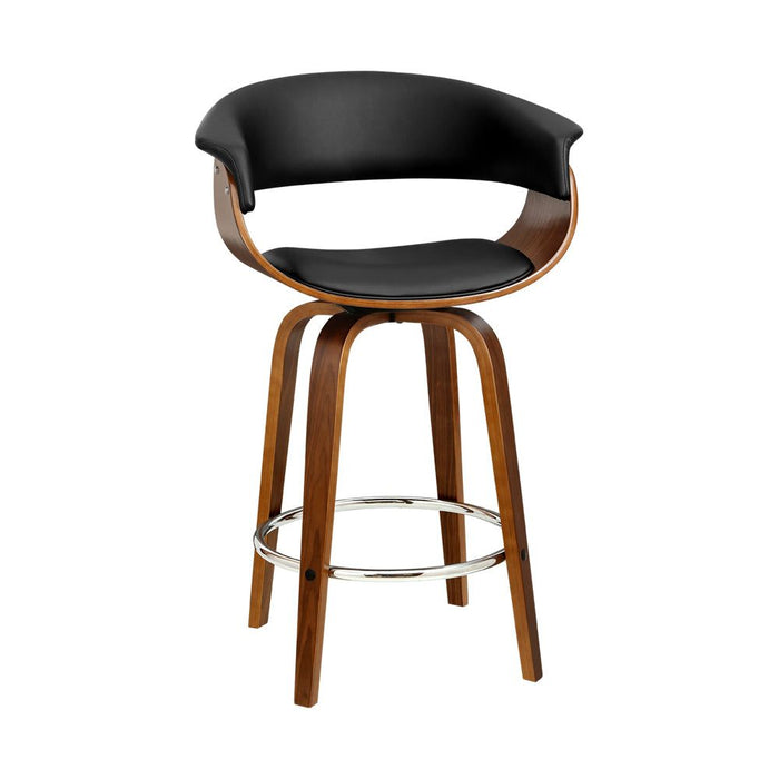 One Bar Stools Swivel PU Seat Wooden -Home Living Store - -  