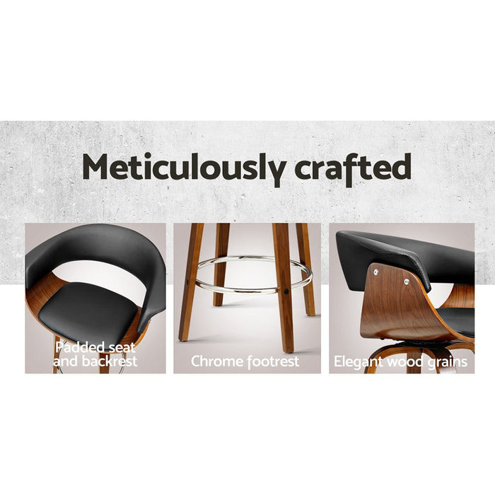 One Bar Stools Swivel PU Seat Wooden -Home Living Store - -  