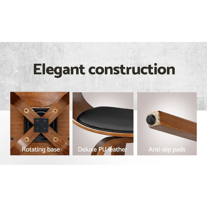 One Bar Stools Swivel PU Seat Wooden -Home Living Store - -  