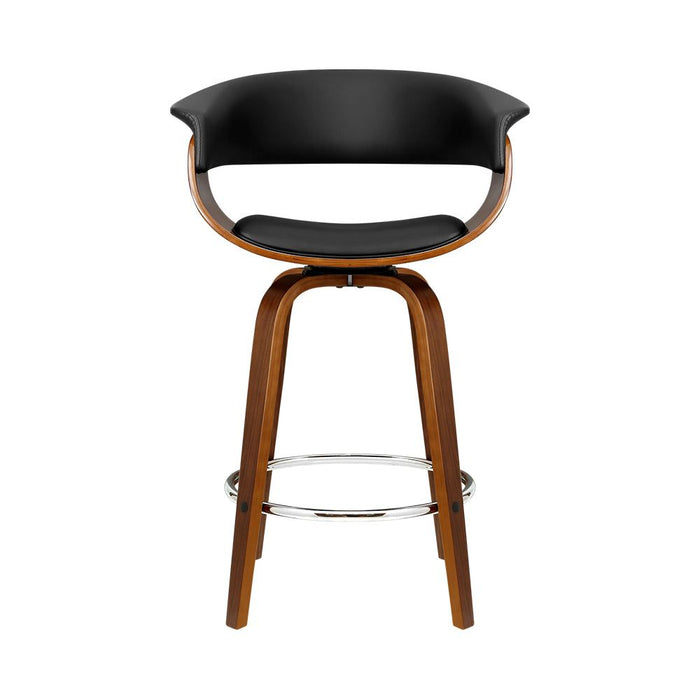 One Bar Stools Swivel PU Seat Wooden -Home Living Store - -  