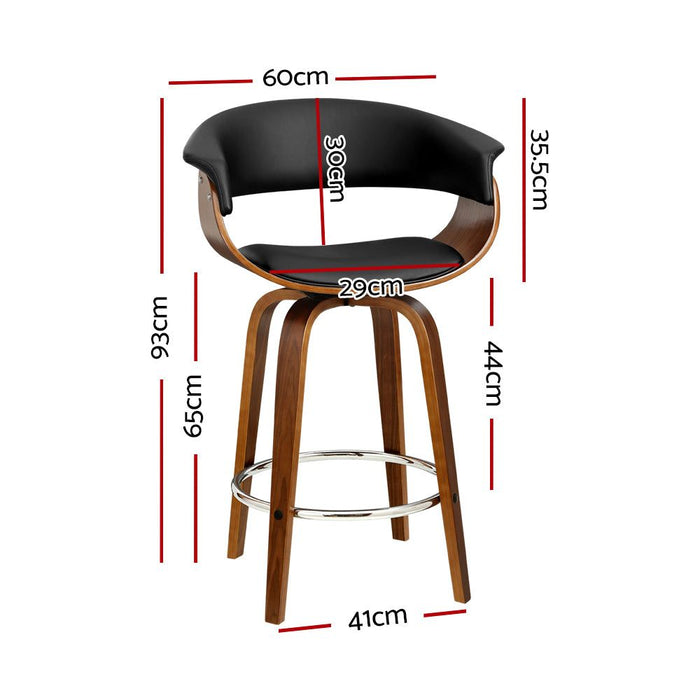 One Bar Stools Swivel PU Seat Wooden -Home Living Store - -  