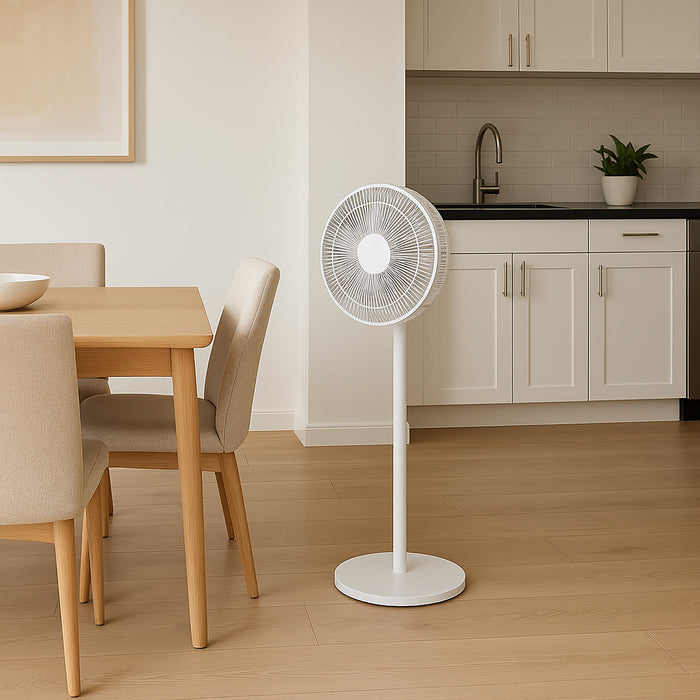 Sheffield Pedestal Fan – White | 12-Speed DC Motor with Remote
