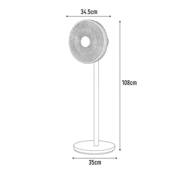 Sheffield Pedestal Fan – White | 12-Speed DC Motor with Remote