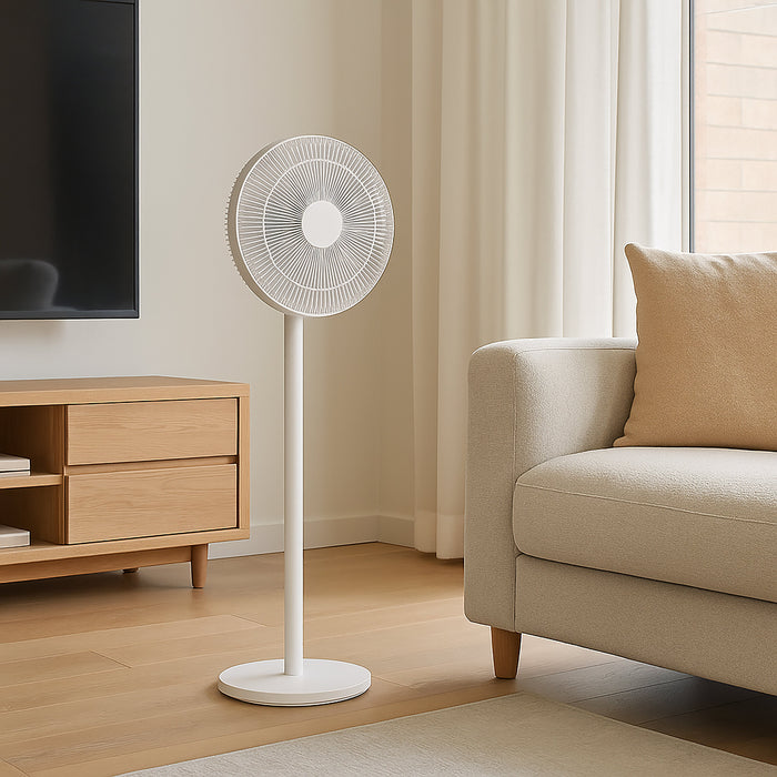 Sheffield Pedestal Fan – White | 12-Speed DC Motor with Remote