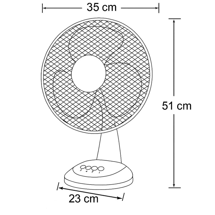Sheffield 30cm Desktop Fan – White | 3-Speed Oscillating Desk Fan