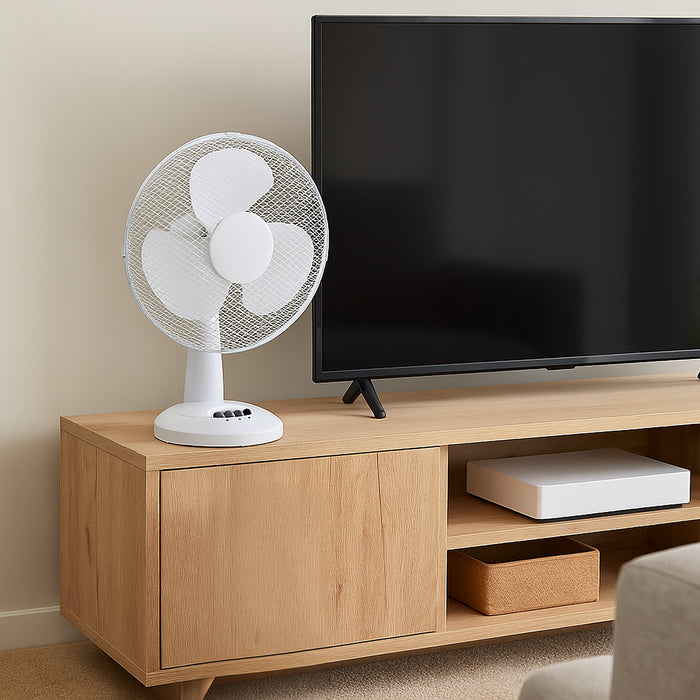 Sheffield 40cm Desk Top Fan – White | Oscillating 3-Speed Cooling Fan