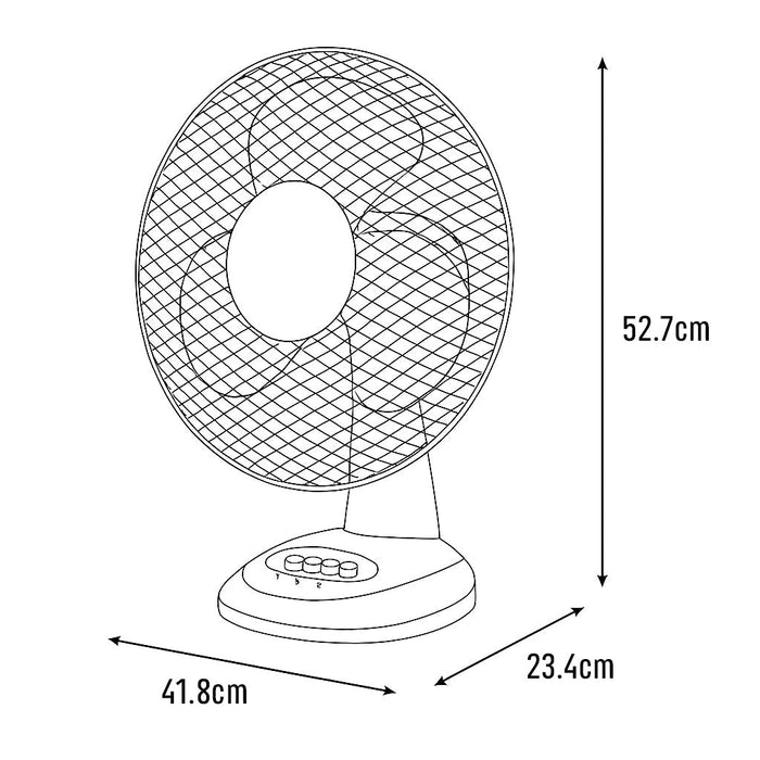 Sheffield 40cm Desk Top Fan – White | Oscillating 3-Speed Cooling Fan