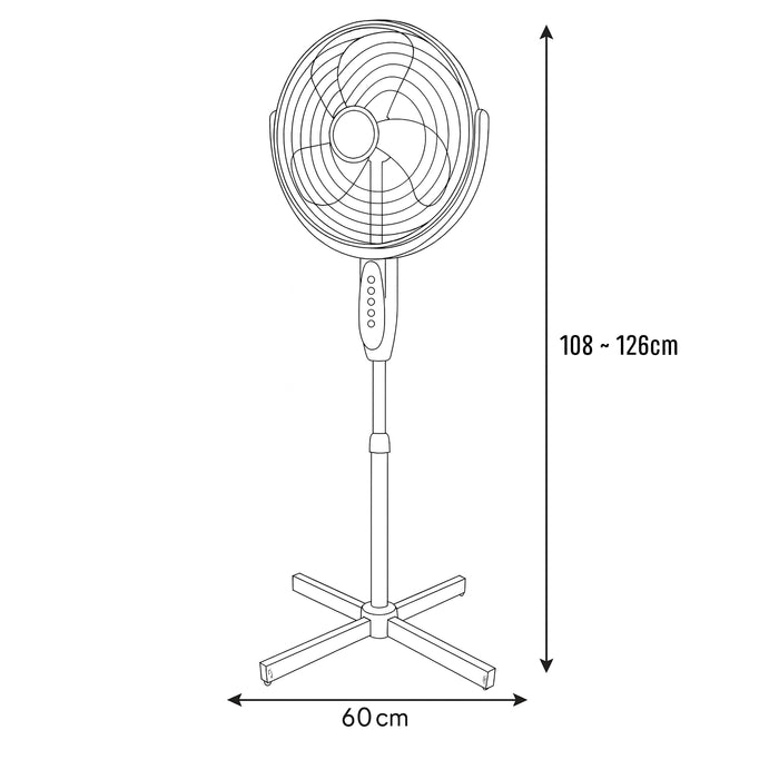 Sheffield 40cm Pedestal Fan – White | Adjustable Height + Carry Handle