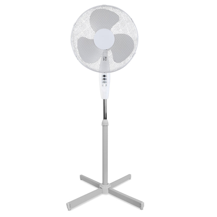 Sheffield 40cm Pedestal Fan – White | Adjustable Height + Carry Handle