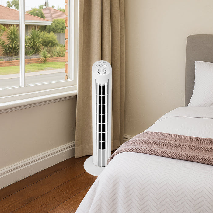 Sheffield White Tower Fan – 3-Speed Slimline Cooling Fan