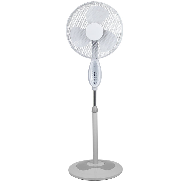 Sheffield 40cm Pedestal Fan – White | Remote Control, Adjustable Height, Timer
